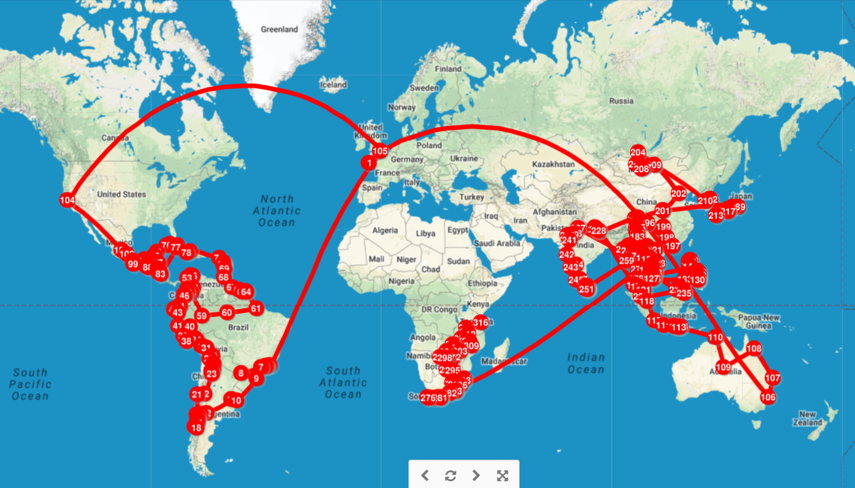 Around The World trip 2013-2016 Map